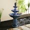 Glitzhome® 45" 3-Tier LED Turquoise Pedestal Lotus Ceramic Outdoor Floor Fountain
